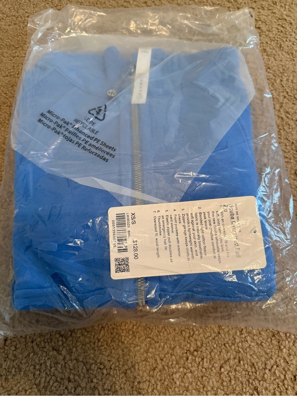 Lululemon Scuba Oversized Full Zip Blue Nile NWT